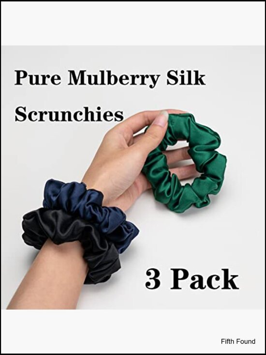 100% Mulberry Silk Hair Scrunchies - Pack of 3 main image 6